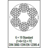1 m - Edelstahlseil V4A 7x19, &auml;hnl. DIN 3055 - 6 mm